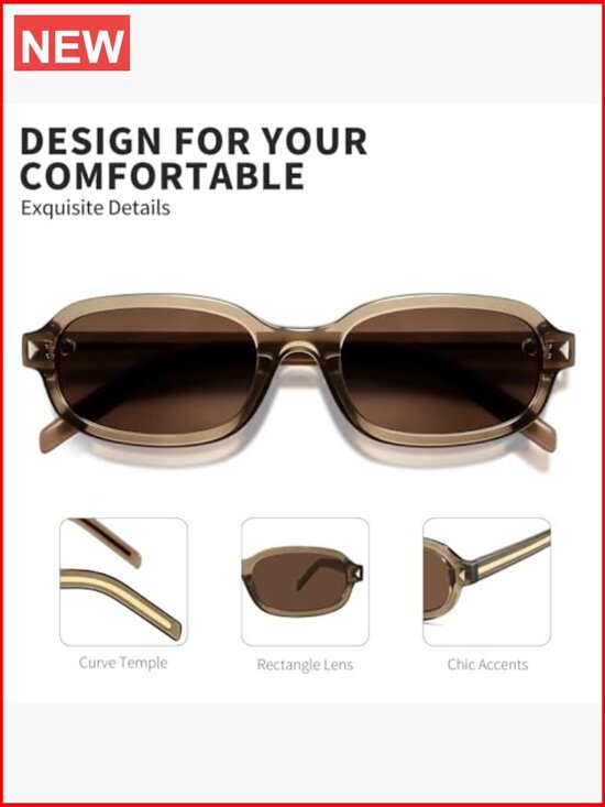 Retro Small Rectangular Sunglasses 90s Narrow Frame UV400 Protection Lightweight main image 2